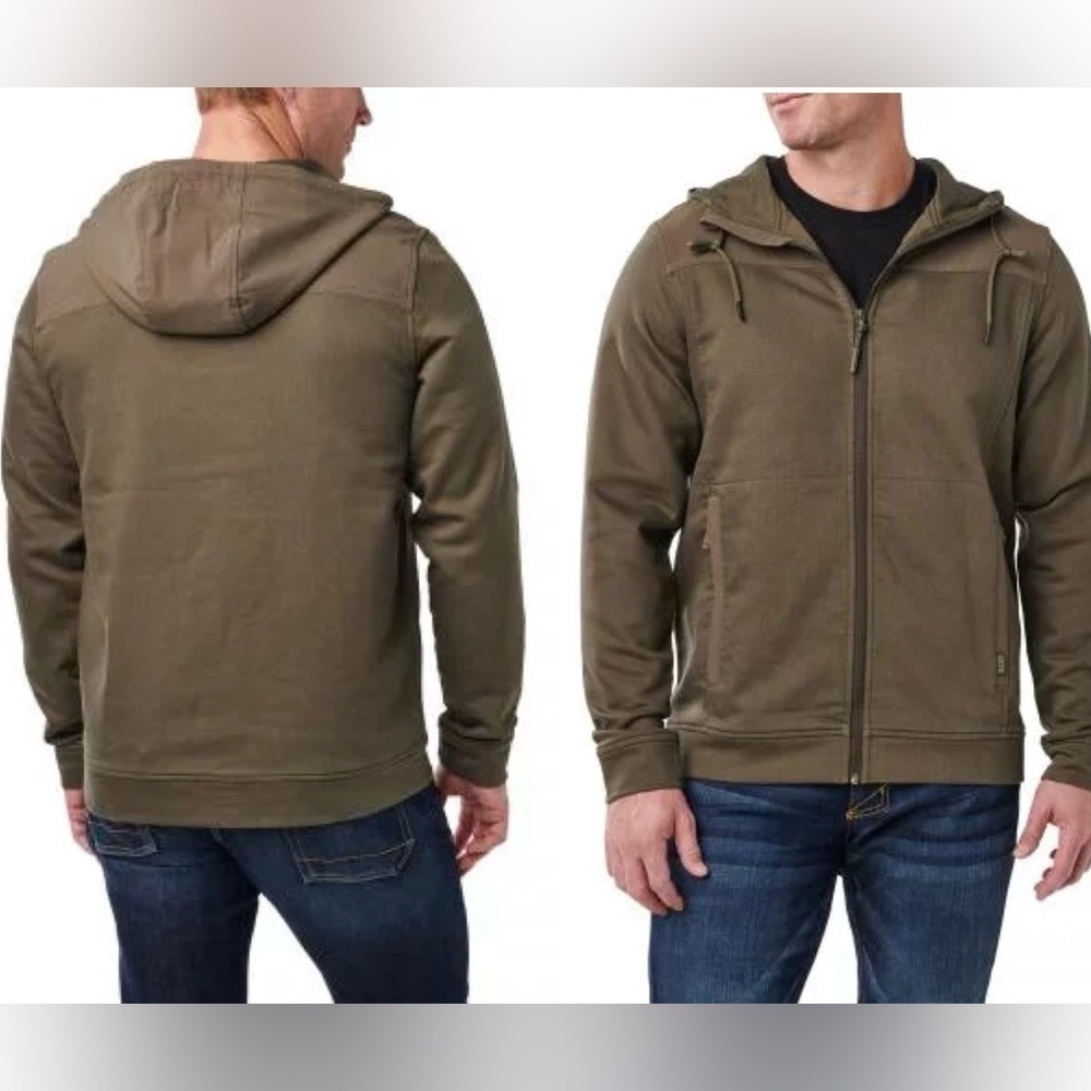 5.11 Tactical Plummet Jacket Mens S Ranger Green Full Zip Hooded Rugged Comfort